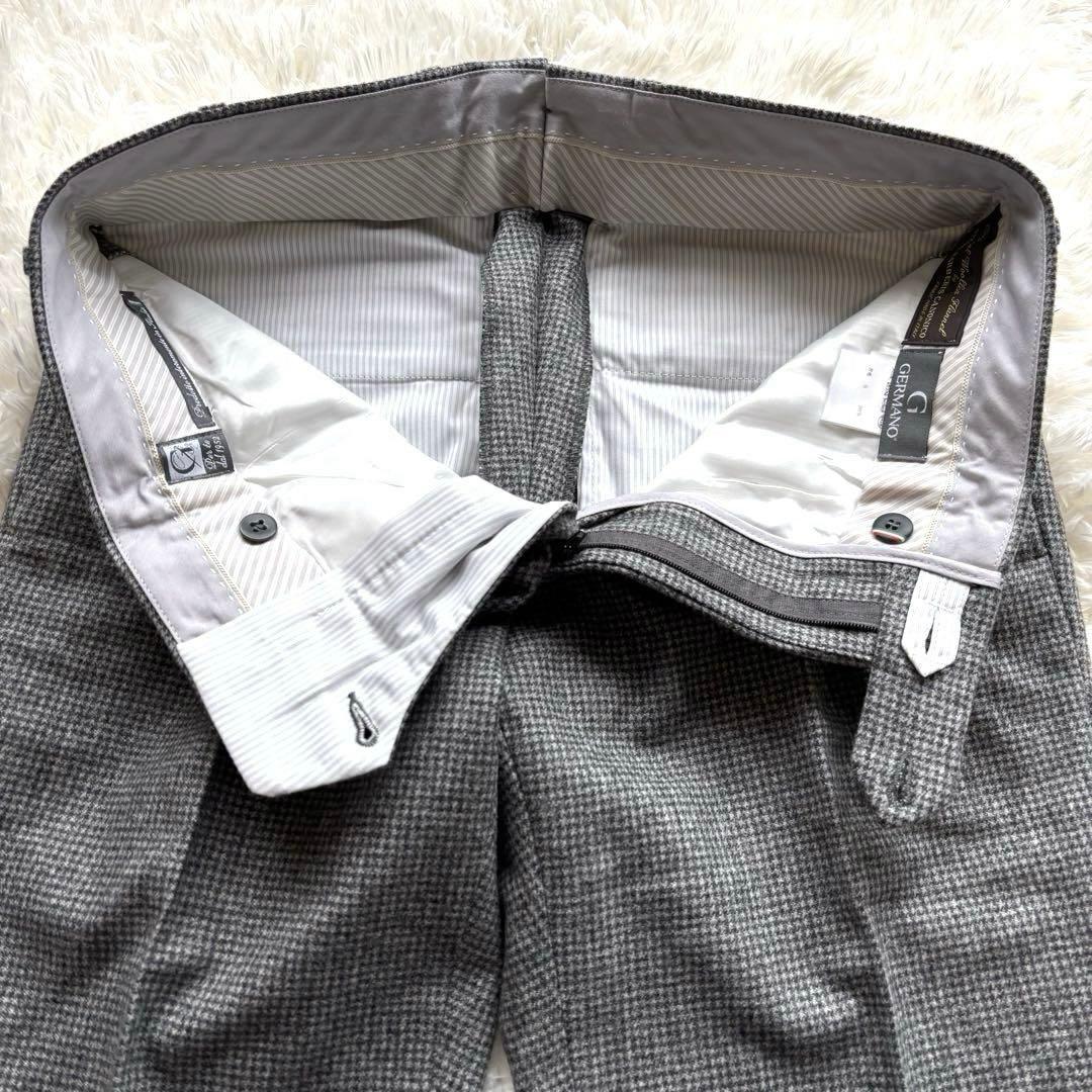 ✨美品✨ ジェルマーノ　スラックス　ハウンドトゥース　ノータック　ウール　46