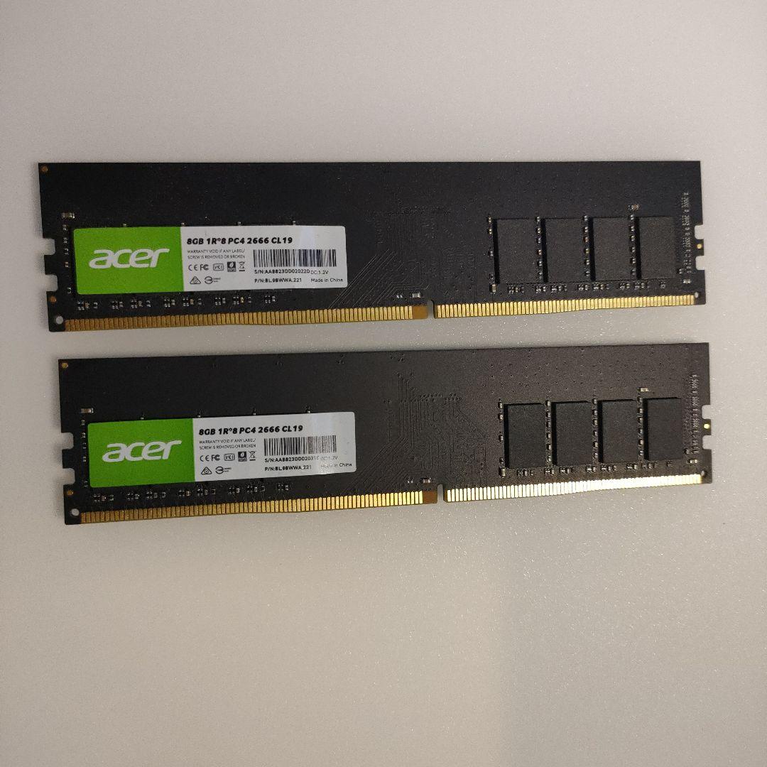 Acer 16GB DDR4 メモリ PC4-2666 CL19 2枚　新品