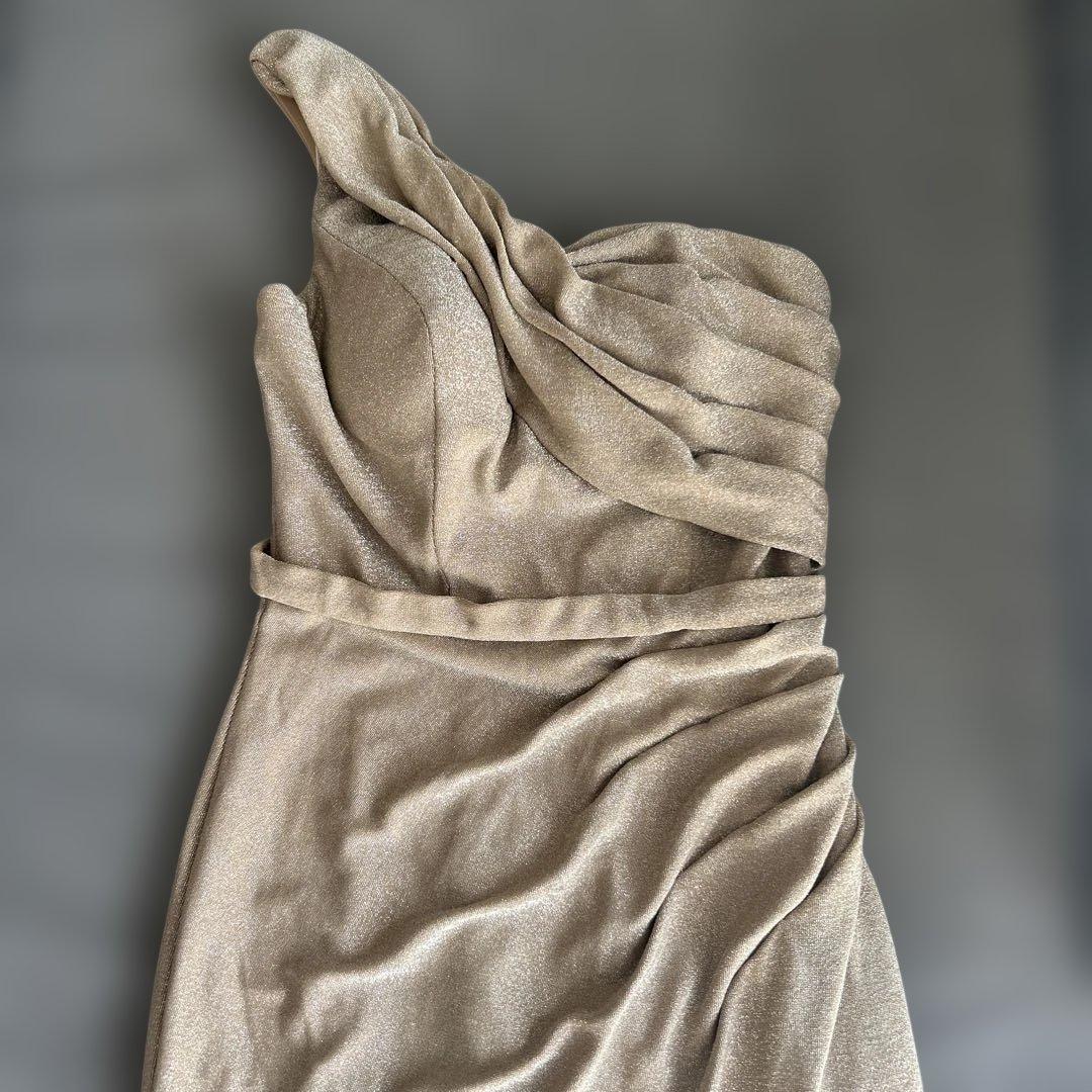 ワンショルダー ベージュ　ブロンズ　ジャンマクレーン　キャバドレス　ナイトドレス