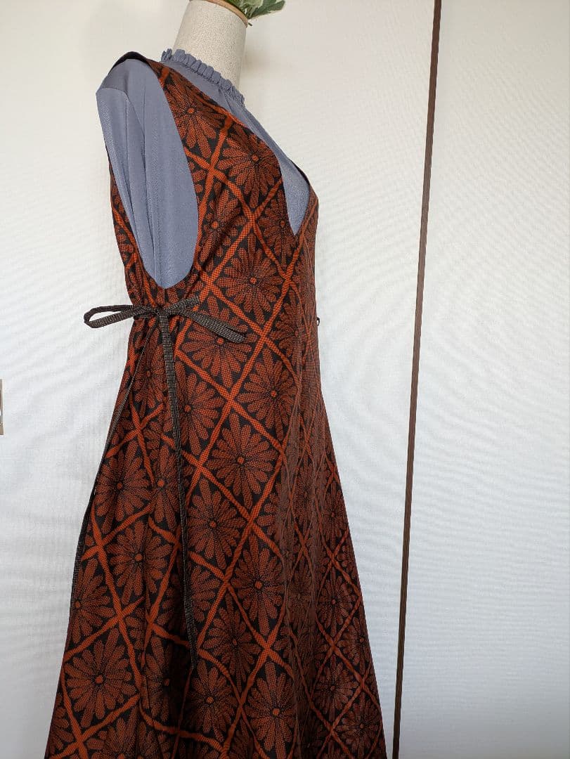 ♥お取り置き中♥着物リメイク✿大島紬反物✿ワンピース＆トートバッグ✿L〜LL