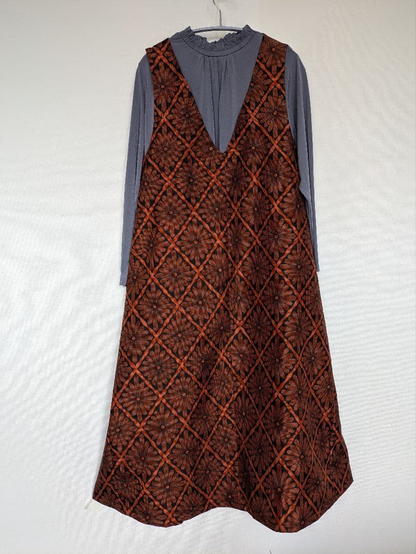 ♥お取り置き中♥着物リメイク✿大島紬反物✿ワンピース＆トートバッグ✿L〜LL