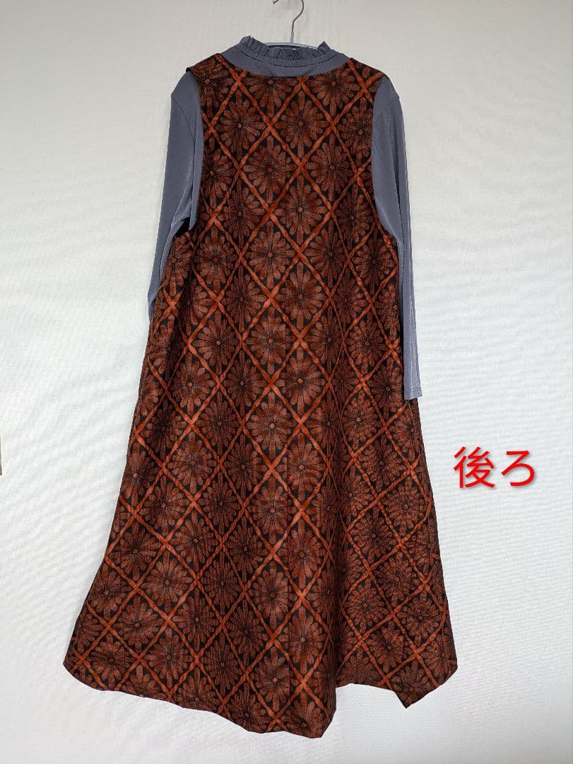 ♥お取り置き中♥着物リメイク✿大島紬反物✿ワンピース＆トートバッグ✿L〜LL