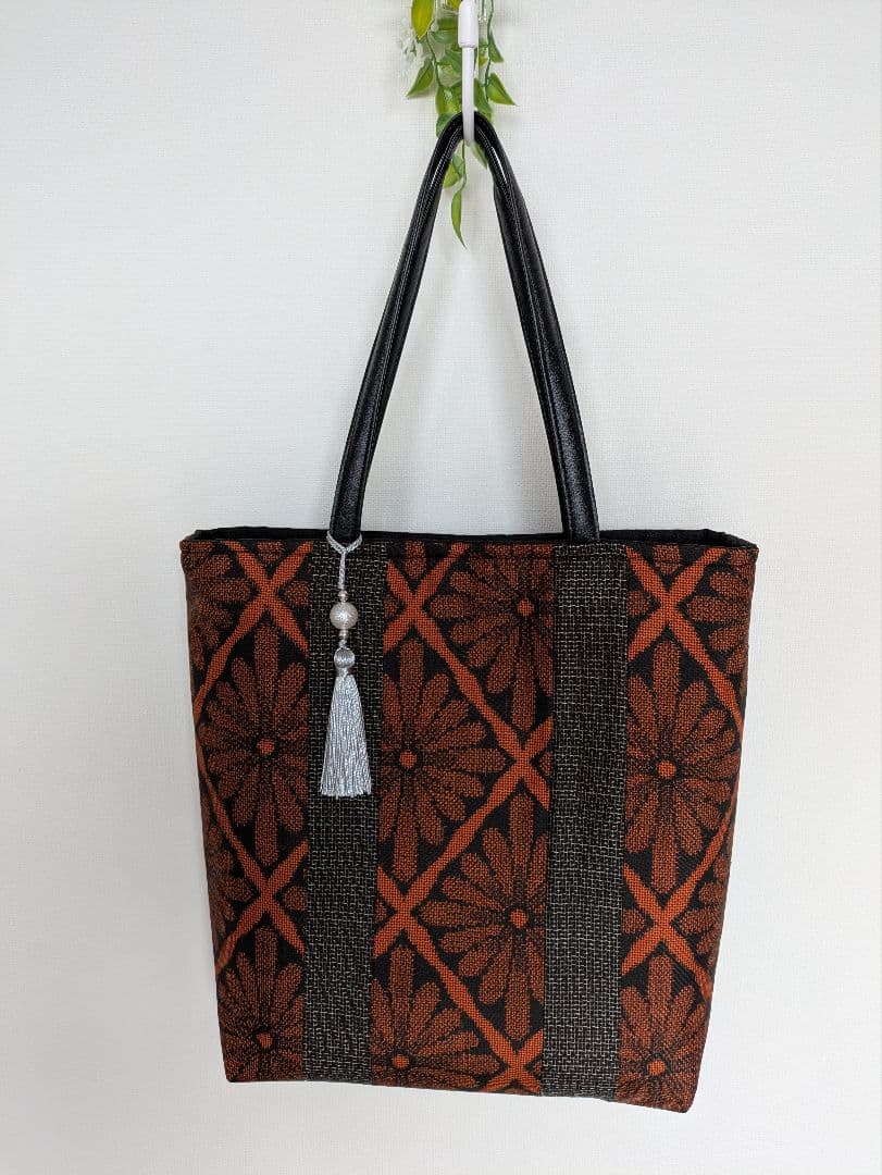 ♥お取り置き中♥着物リメイク✿大島紬反物✿ワンピース＆トートバッグ✿L〜LL