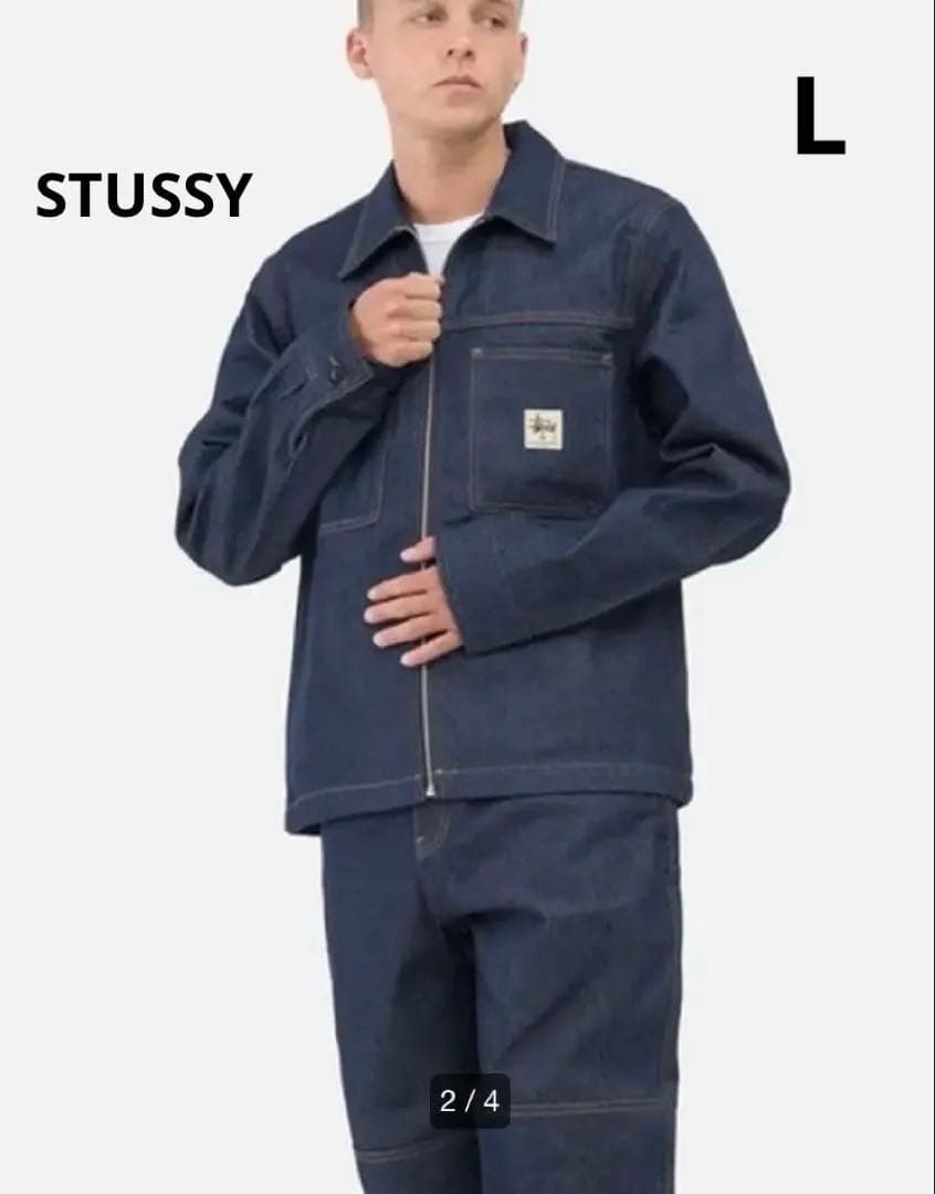 専用 美品✨STUSSY メンズ デニム ジップアップ ワークジャケット L