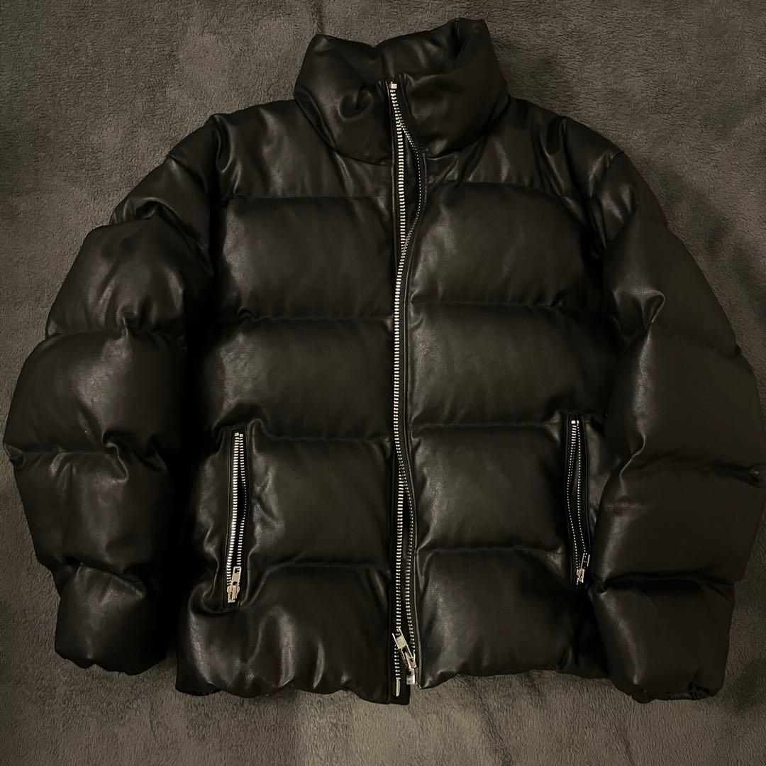 ダウンジャケット　レザーブラック　monkeytime