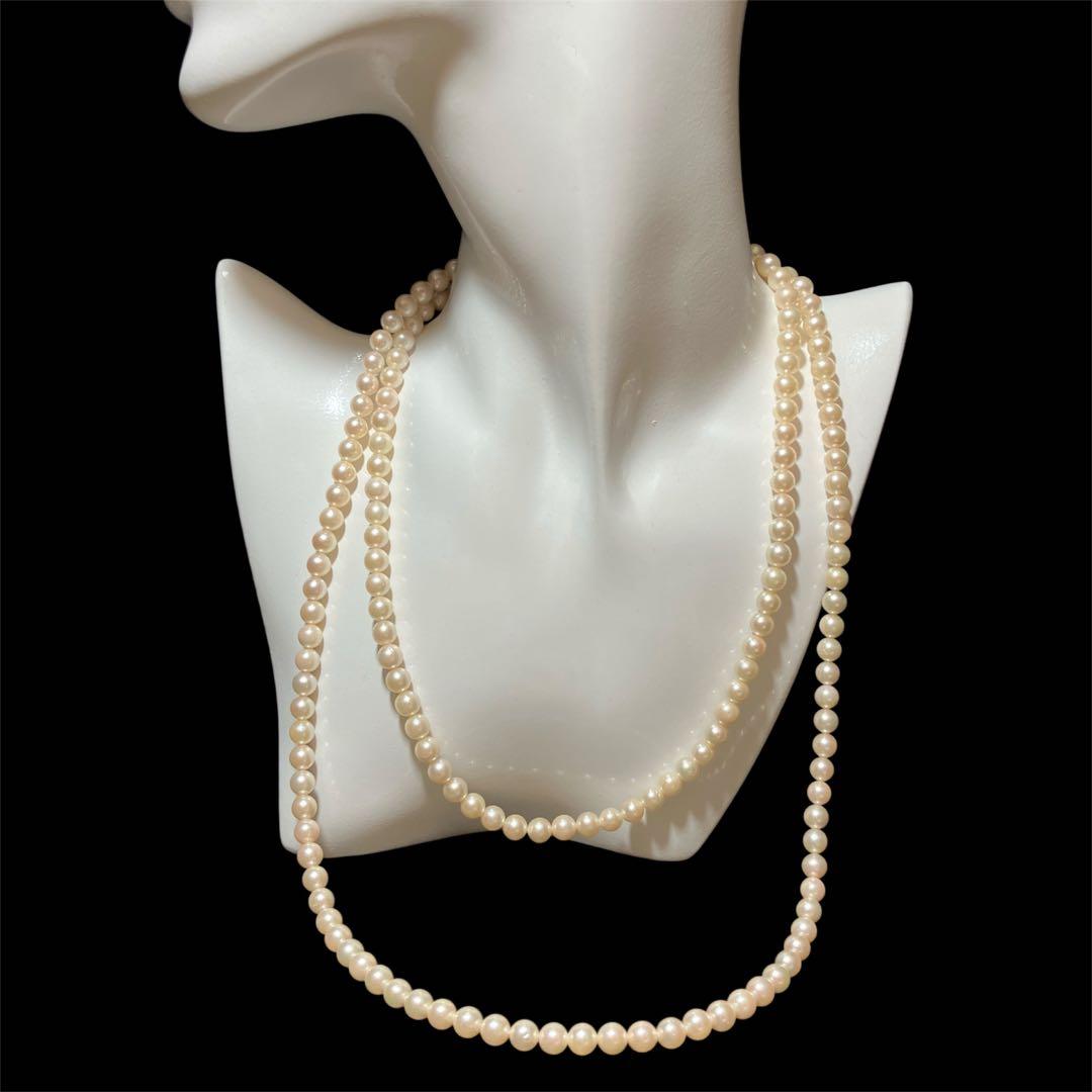 テリ強 2連✨ あこや真珠 ネックレス 6-6.5mm 63g 計103㎝ SV