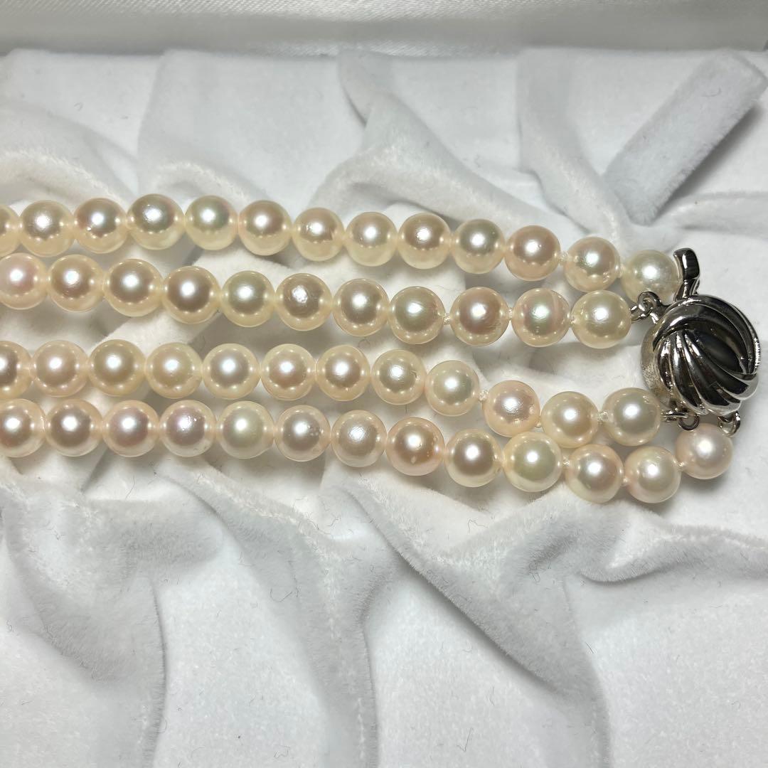 テリ強 2連✨ あこや真珠 ネックレス 6-6.5mm 63g 計103㎝ SV