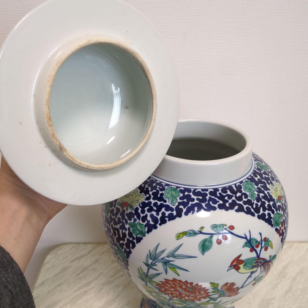 闘彩双窓花鳥菊花文沈香壺 大清雍正年製 795