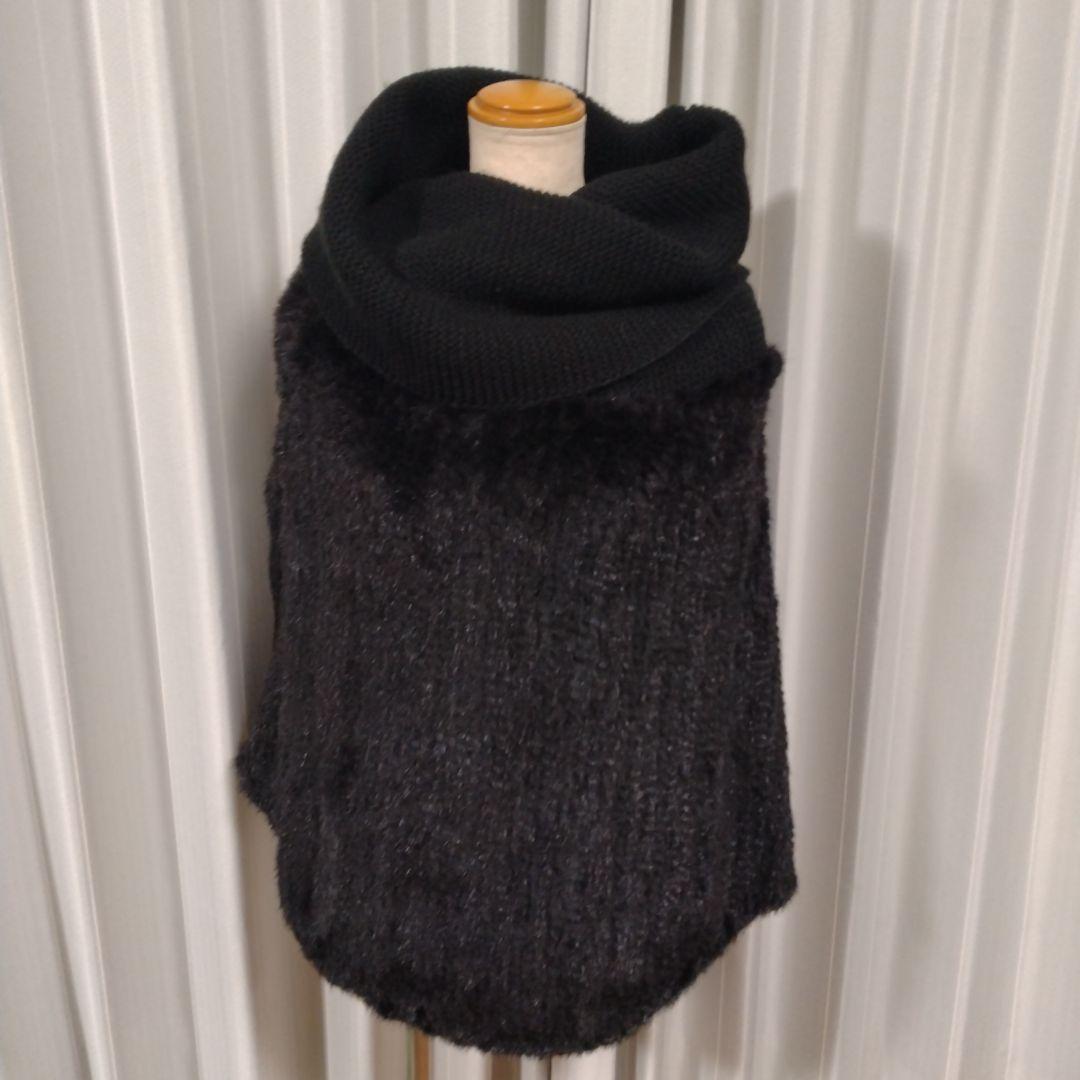 新品同様✩ミンク✩ポンチョ✩ブラック✩伸縮しますよ