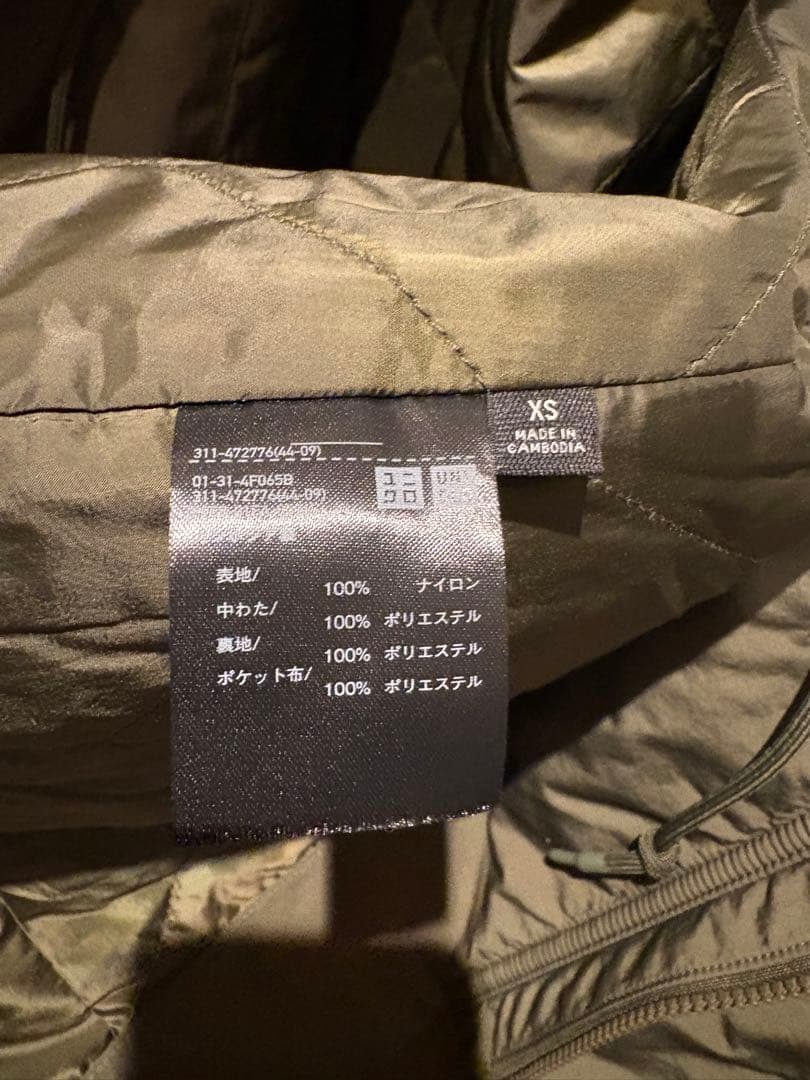 新品試着のみ　ユニクロC フーデッドコート　カーキ　XS