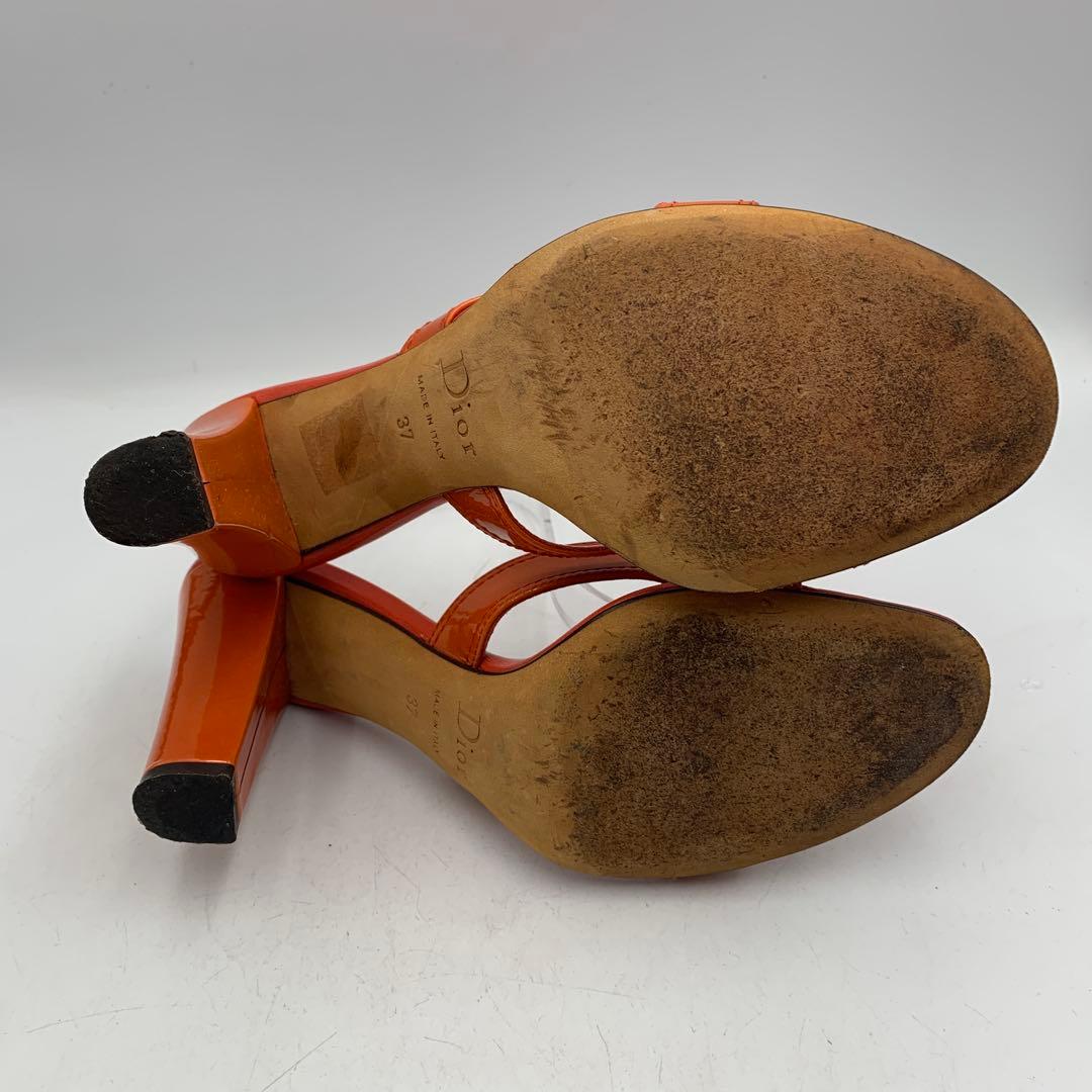 V955 ディオール サンダル 37 約23.5cm オレンジ
