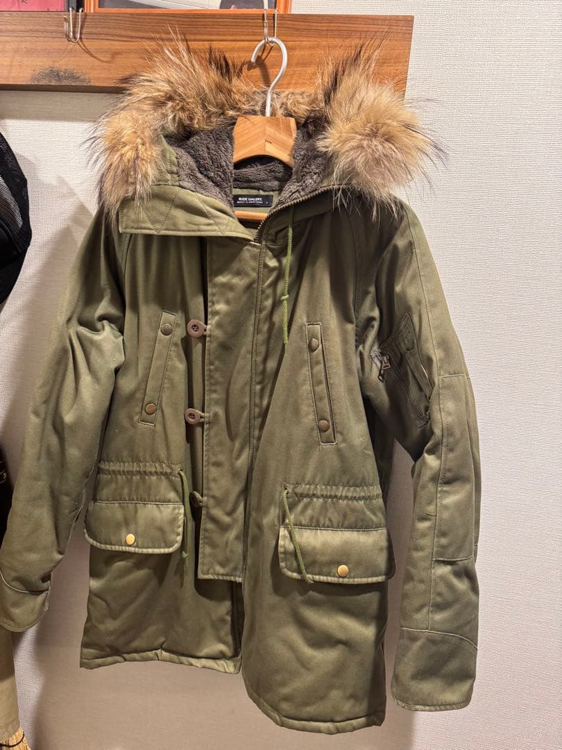 ファー付きオリーブグリーンモッズコート