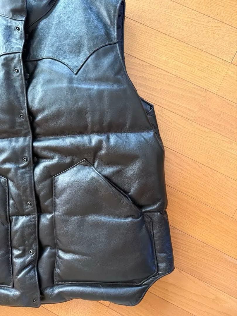 海坊主　レインボーカントリー　レザーダウンベスト黒　　　サイズXL