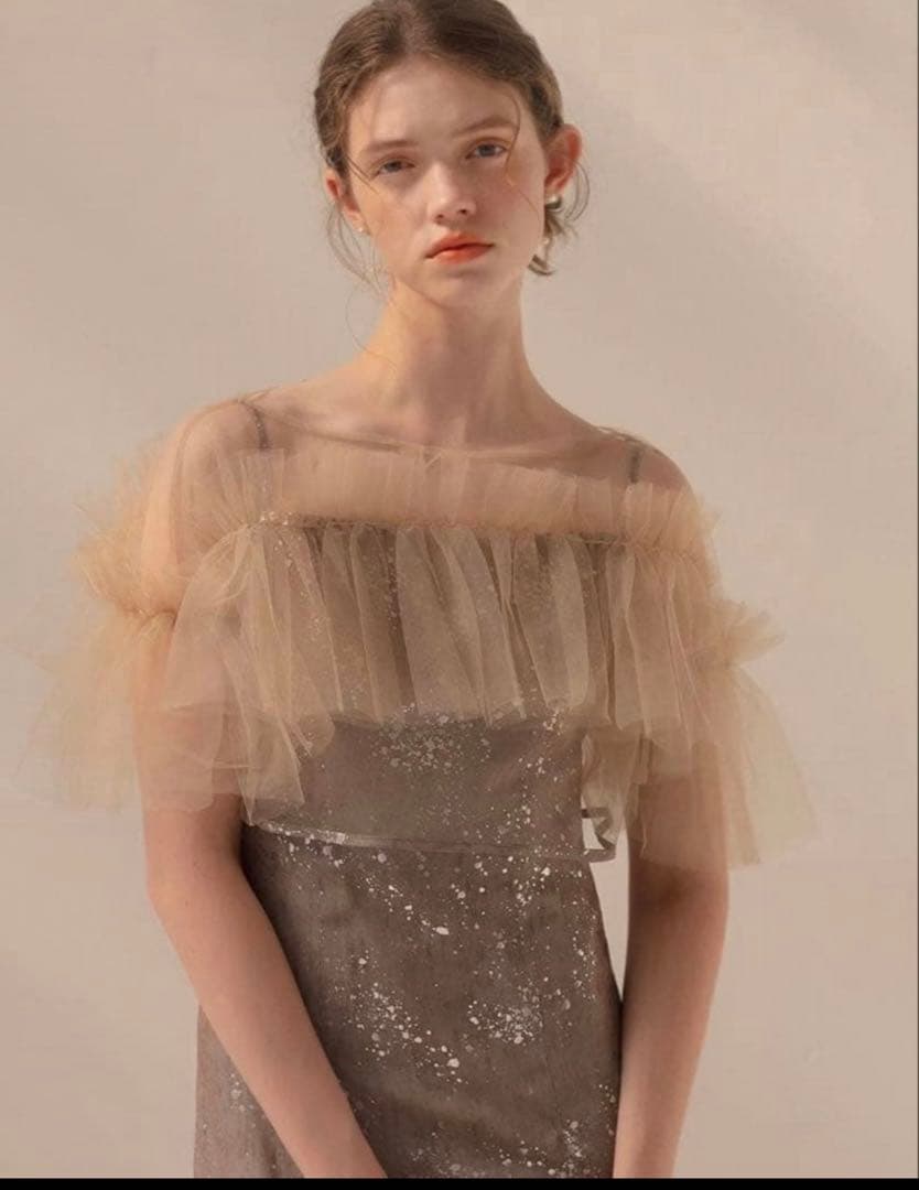 Leja チュールフリルボレロペイントマーメイドワンピースドレス S