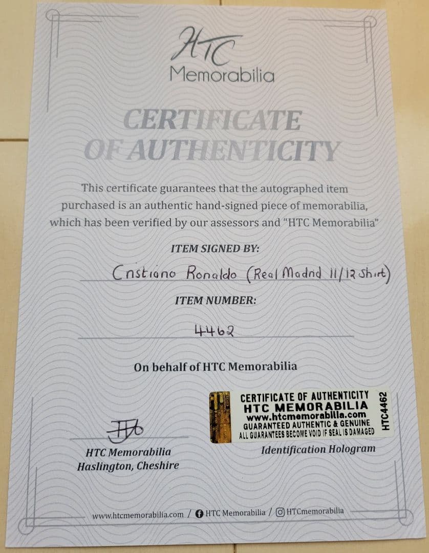 クリスティアーノ ロナウド レアル マドリード サイン ユニフォーム 証明書付き