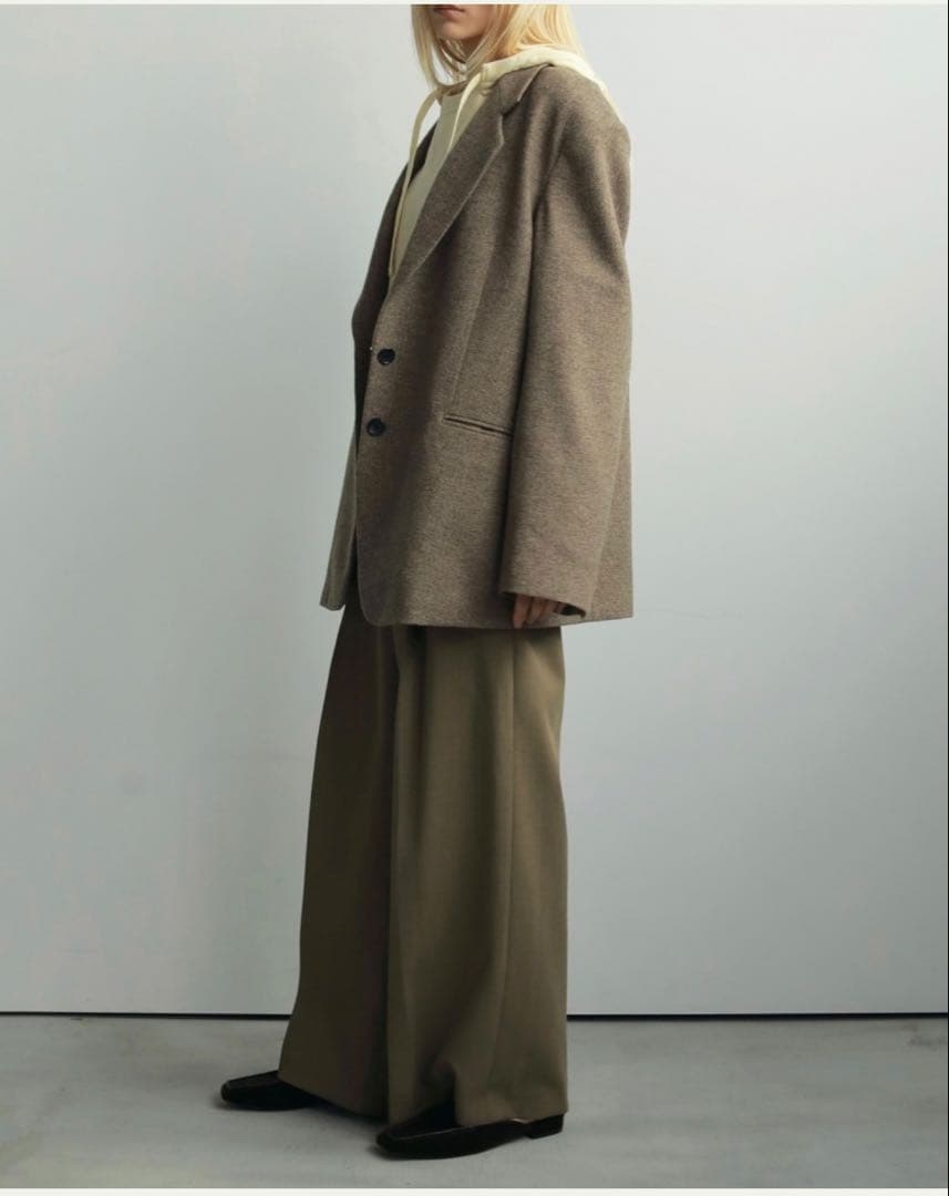 【値下】ベージュ36 Herringbone Wool Jacket anuke