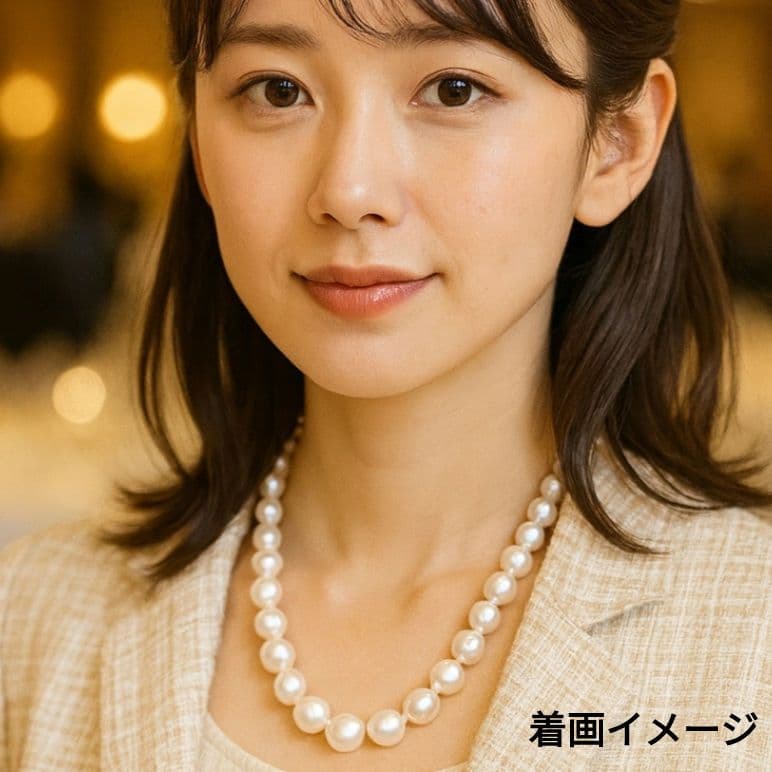 【大珠照り強】本真珠 パールネックレス 径約8.3〜9.5mm パールホワイト