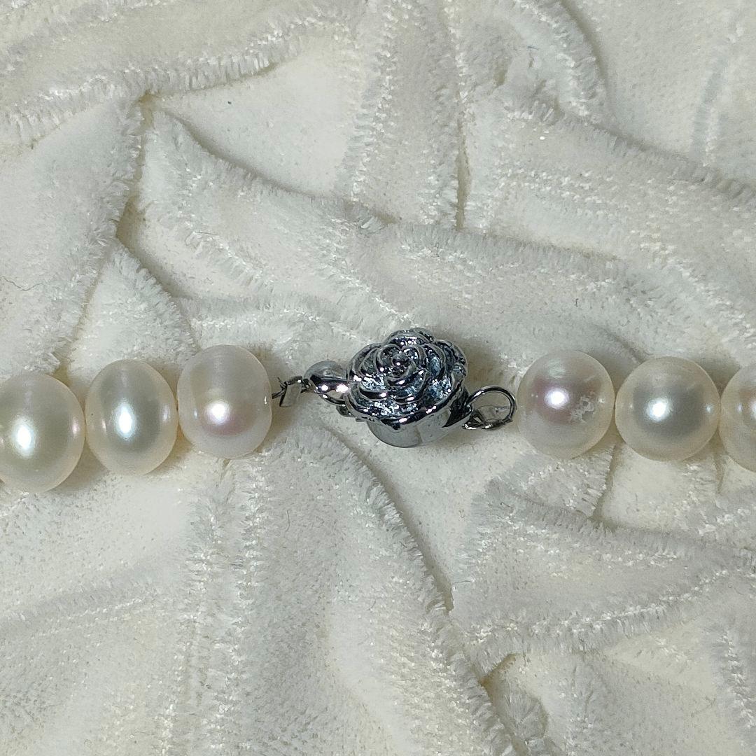 【大珠照り強】本真珠 パールネックレス 径約8.3〜9.5mm パールホワイト