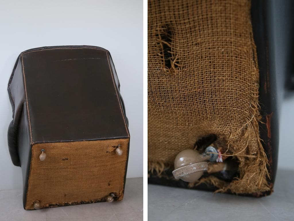 英国アンティークチェスターフィールドアームチェア/本革レザーソファー89-187