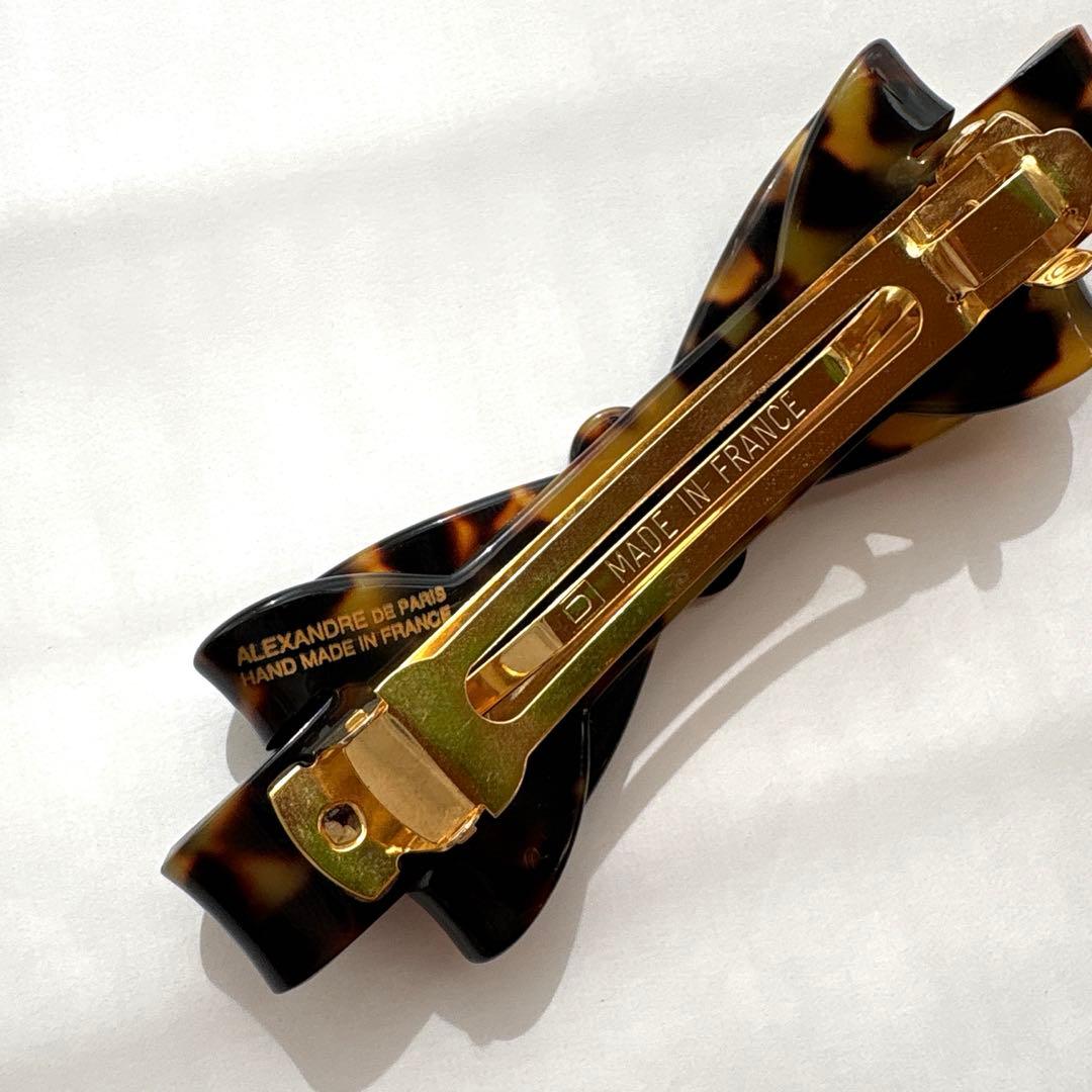美品 アレクサンドルドゥパリ リボン バレッタ べっ甲柄 ヘアアクセサリー