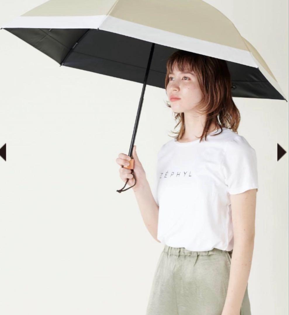 ★K★ サンバリア100 3段折 ベージュ コンビ 日傘 折りたたみ