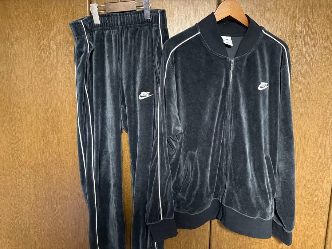 【希少】NIKE ベロア ジャージ 上下 セットアップ スウォッシュ 刺繍ロゴ