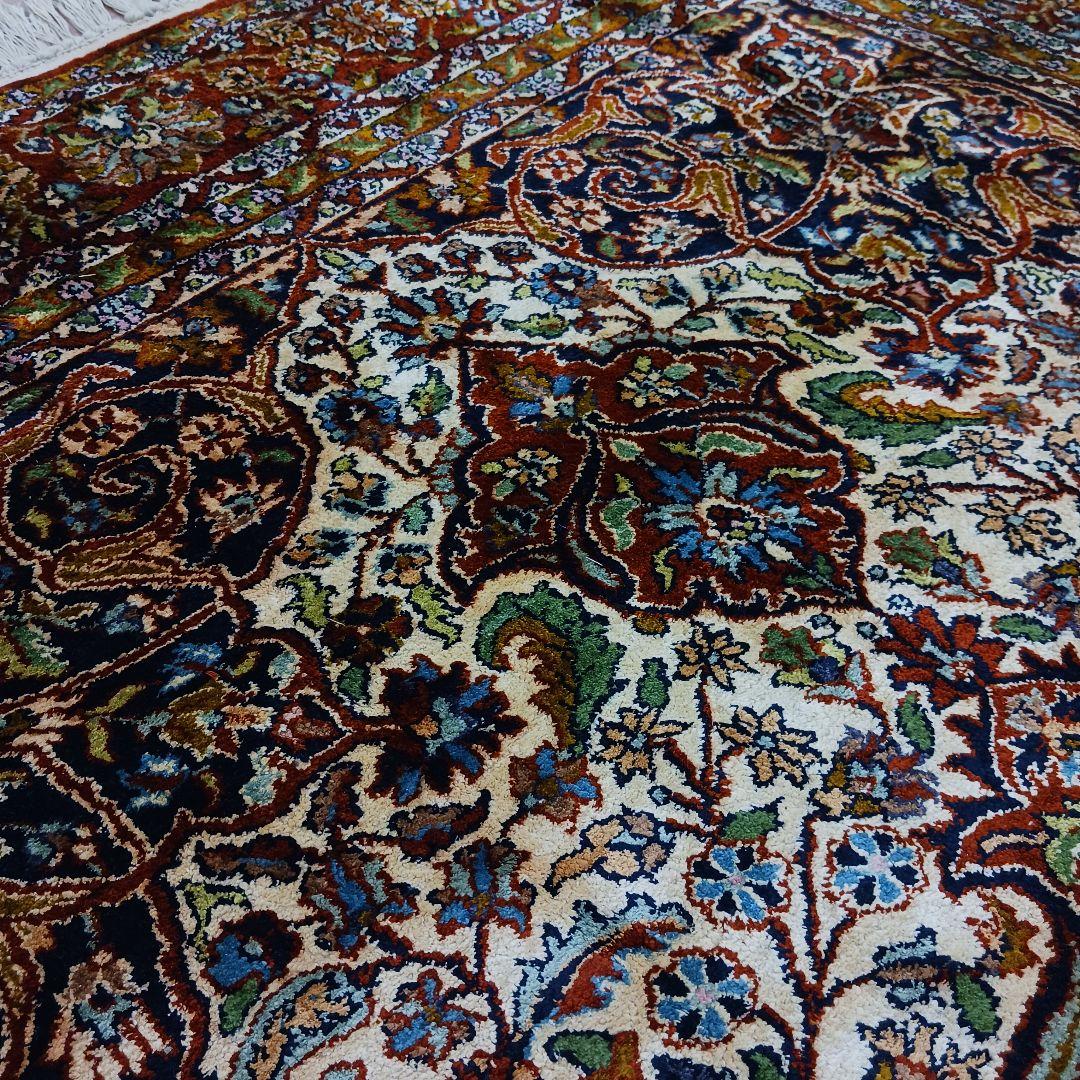 Y3253 インド絨毯 シルク×コットン 手織り 186×119㎝ マット