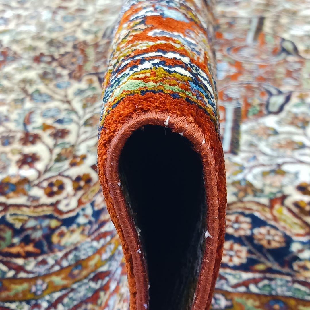 Y3253 インド絨毯 シルク×コットン 手織り 186×119㎝ マット