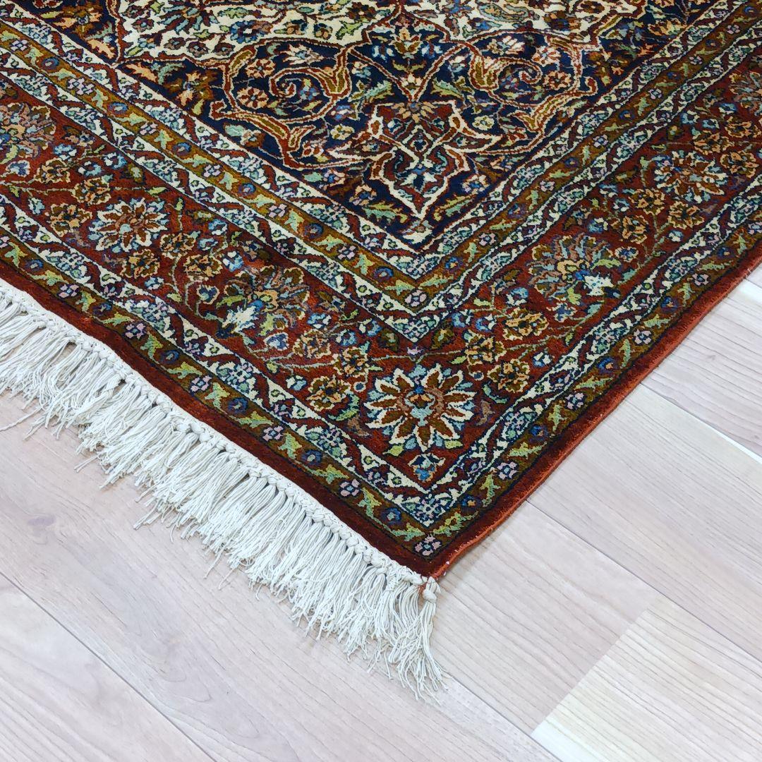 Y3253 インド絨毯 シルク×コットン 手織り 186×119㎝ マット