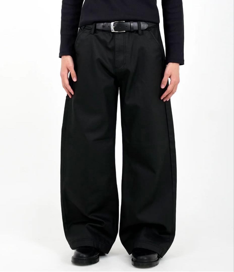 パンツ Stacked Oil Coating Wide-Leg Pants