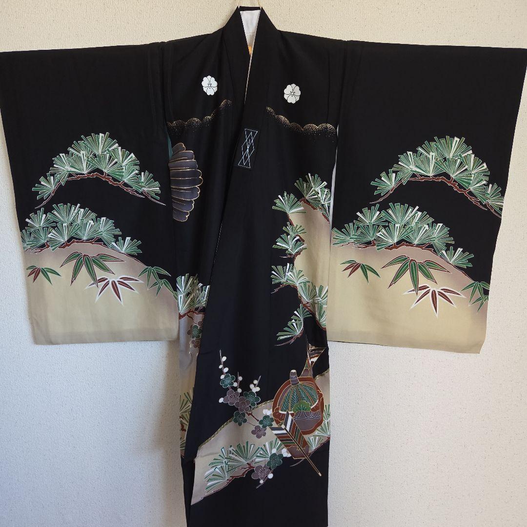 No63 正絹　男の子お祝い着物　長襦袢付き　産着　七五三