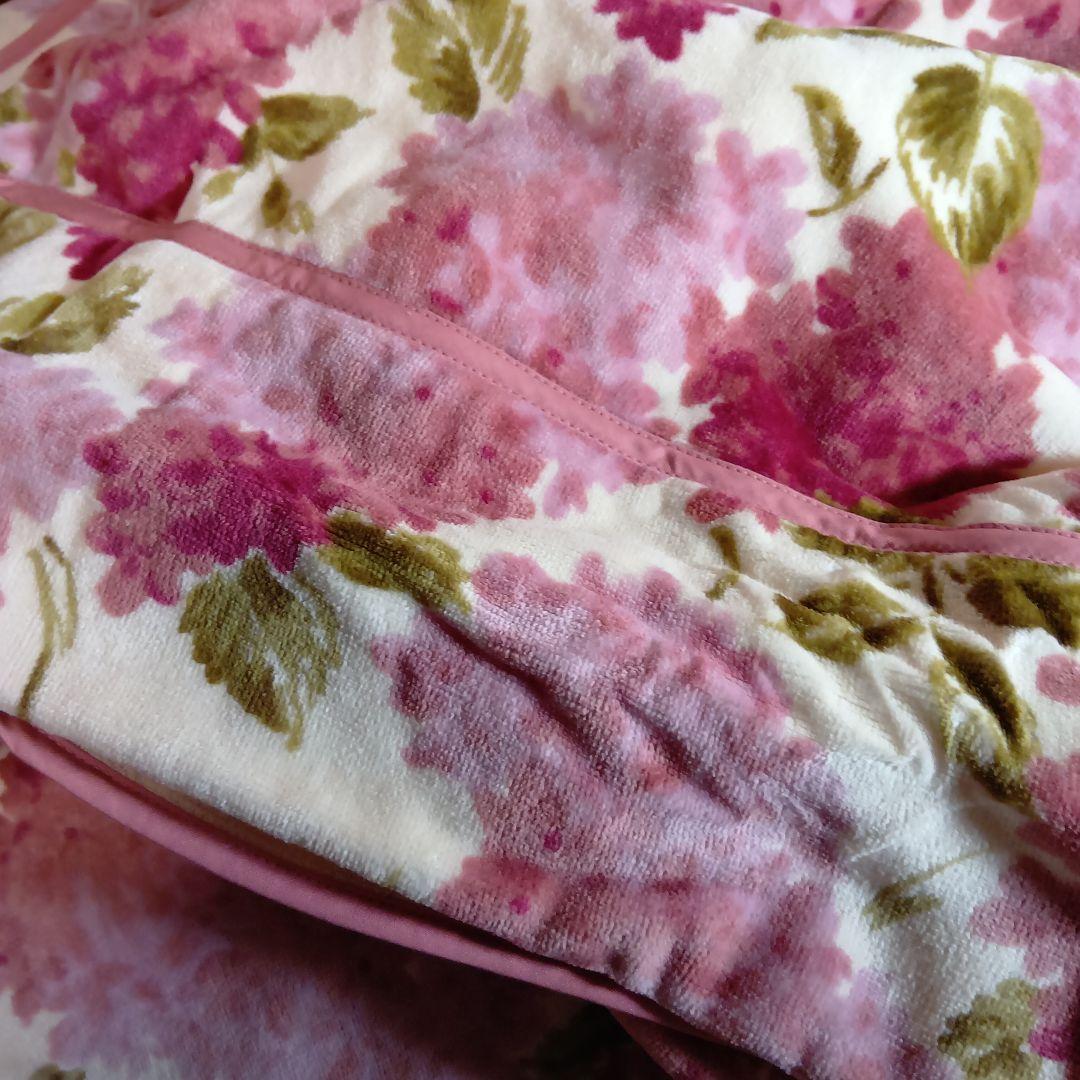 ホットマン タオルケット 日本製 大判 毛布 花柄 人気 レア ピンク 1秒