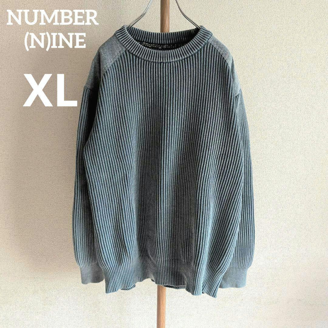 極美品 ナンバーナイン ミリタリーニット リブ編みセーター 厚手 カシミヤ混