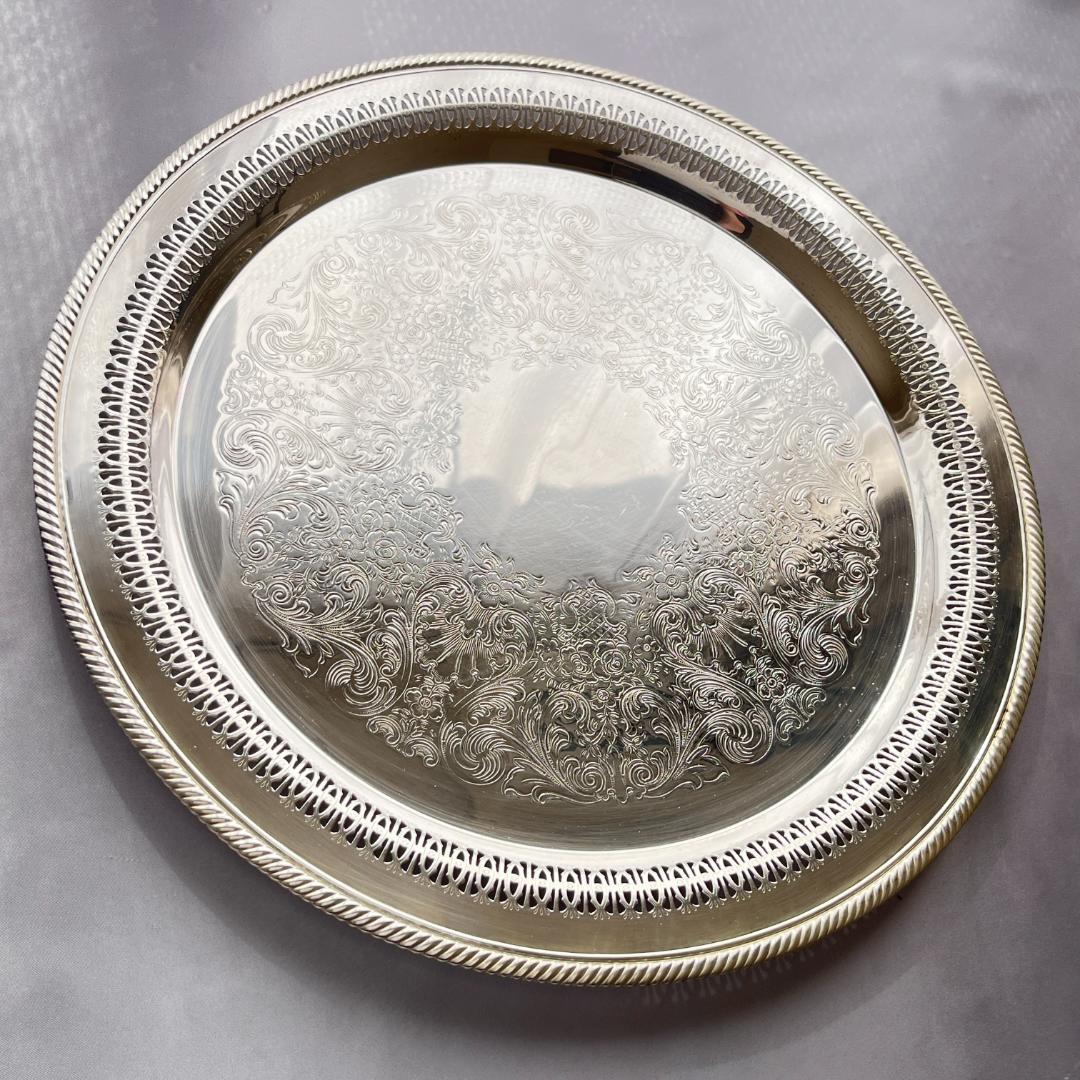 【WM ROGERS】透かしのカフェトレー / ギャラリートレー 38cm