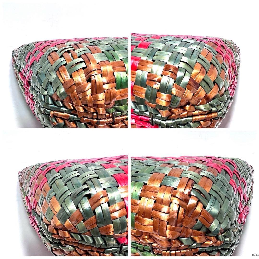 【美品】RODO ITALY ロド/ラタン 編込み/マルチカラー/ハンドバッグ