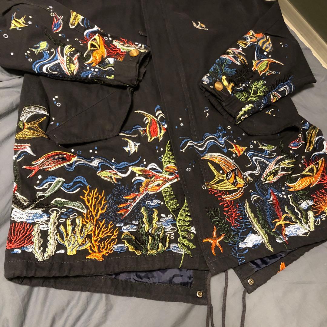 GO SLOWCARAVANゴースローキャラバンパネル刺繍モッズコートネイビー2