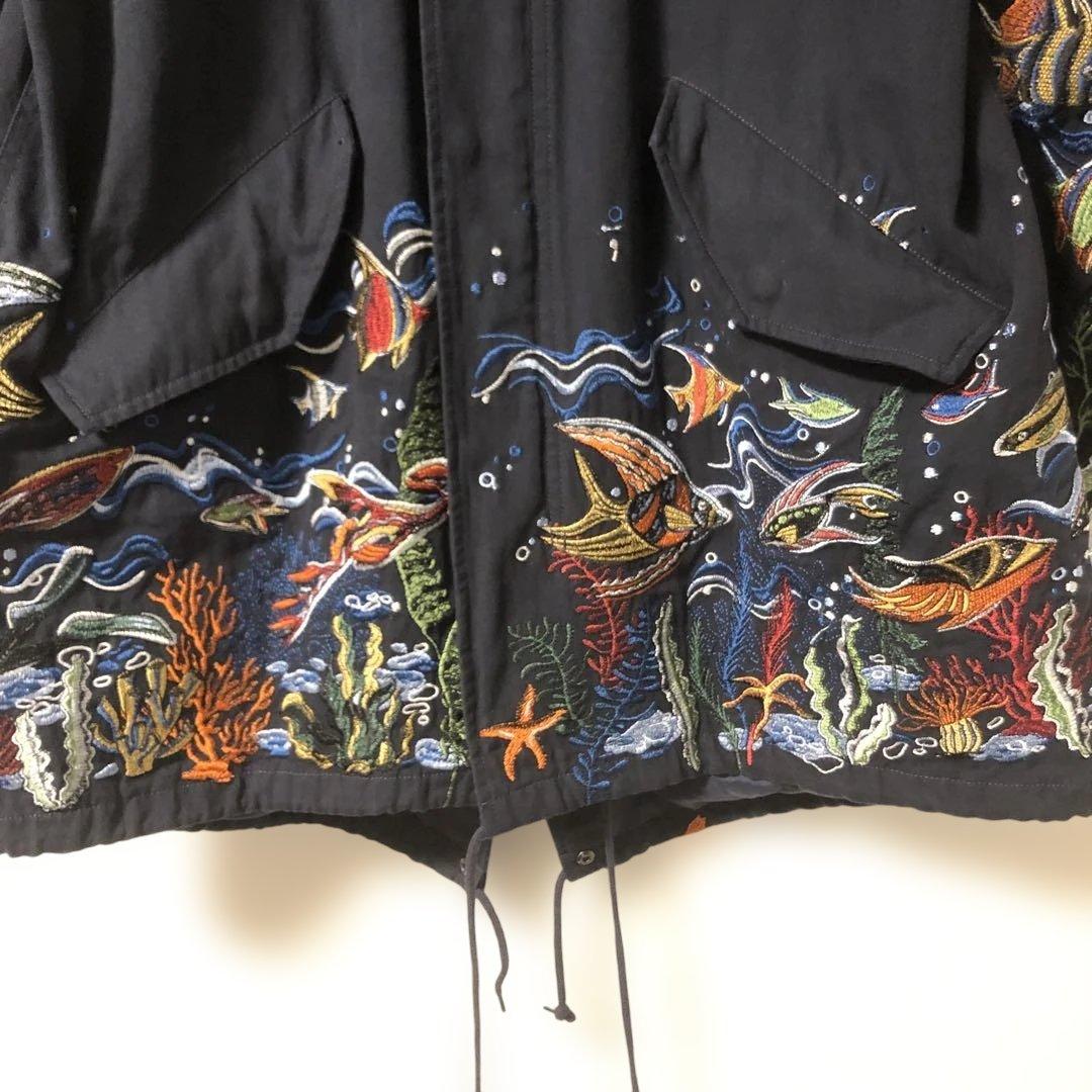 GO SLOWCARAVANゴースローキャラバンパネル刺繍モッズコートネイビー2