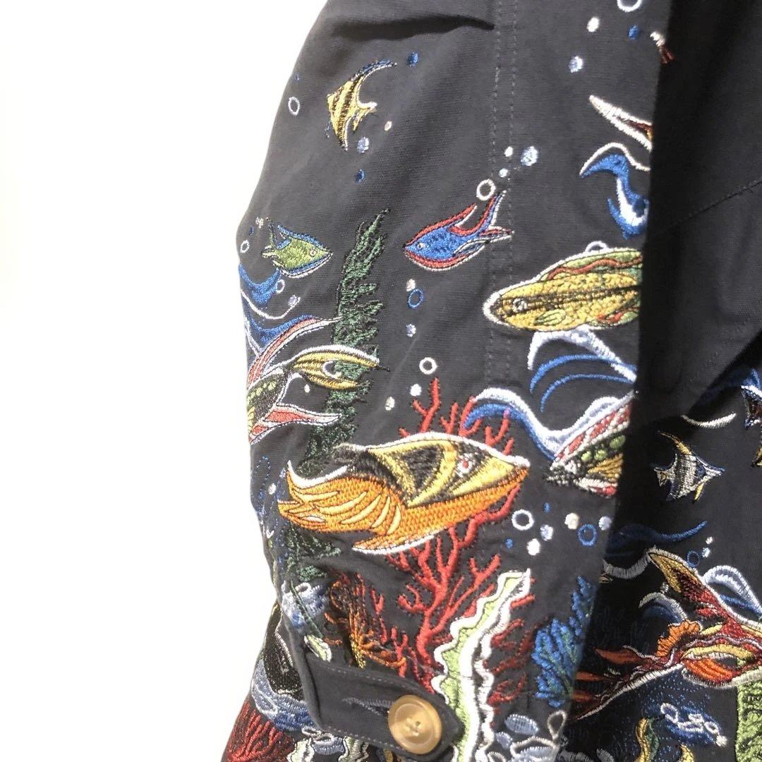 GO SLOWCARAVANゴースローキャラバンパネル刺繍モッズコートネイビー2