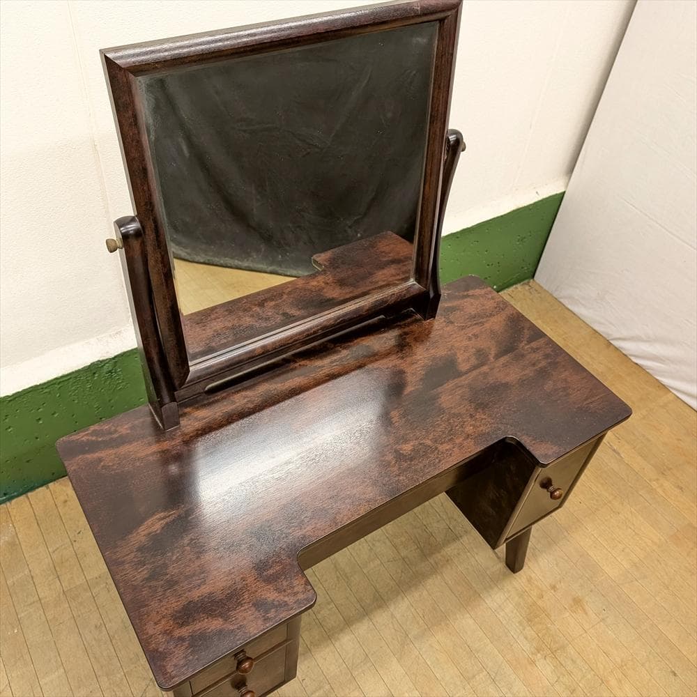美品　松本民芸家具　水目桜　無垢　角型　ドレッサー　鏡台　化粧台　一面鏡