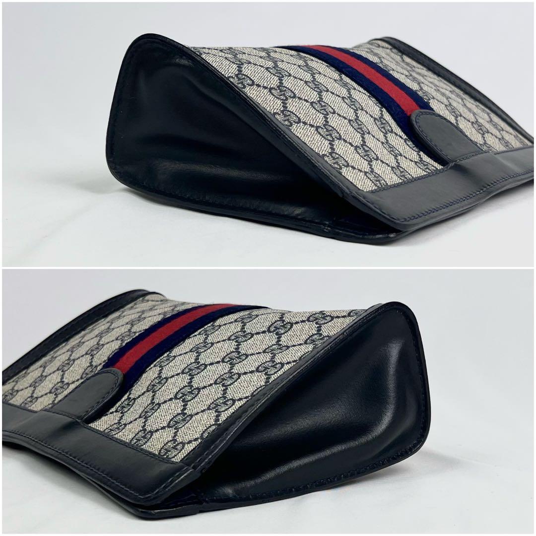 美品 GUCCI シェリーライン GG ネイビー クラッチバッグ セカンド