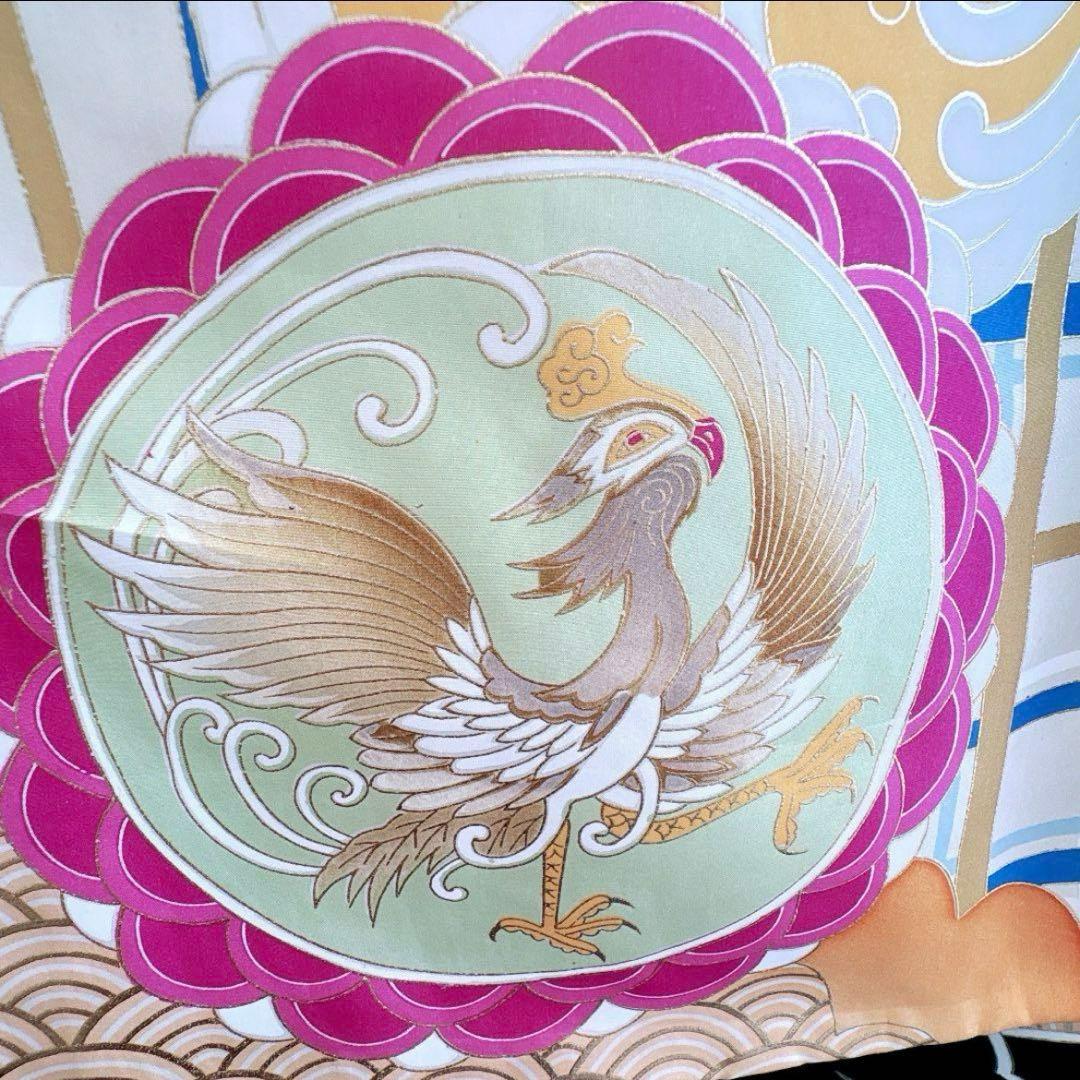 美品　豪華刺繍　お宮参り　産着　祝着　0歳　男の子　黒　龍　長襦袢なし　735