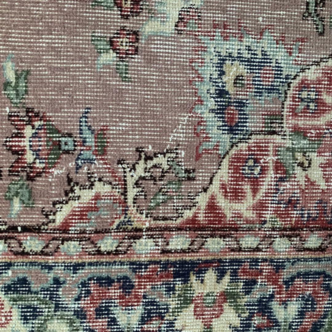 トルコヴィンテージラグ　モーブピンク　214 ×125 フラワー　メダリオン