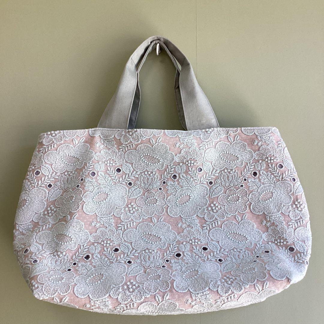 ミナペルホネンスマイルフラワー pink beigeトートバッグハンドメイド