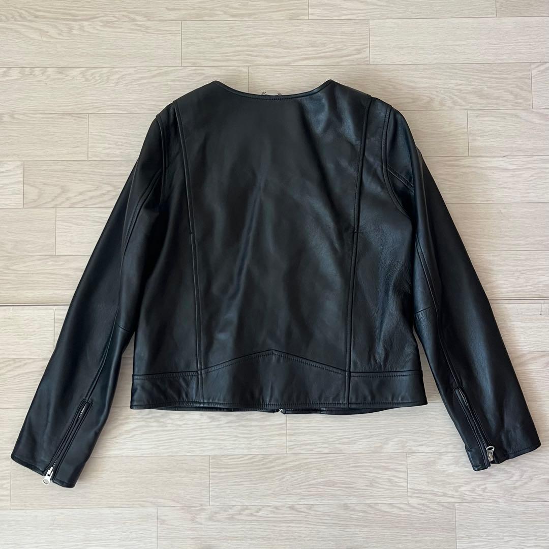 美品 SLOBE IENA ノーカラーライダースジャケット 羊革 サイズ38 冬