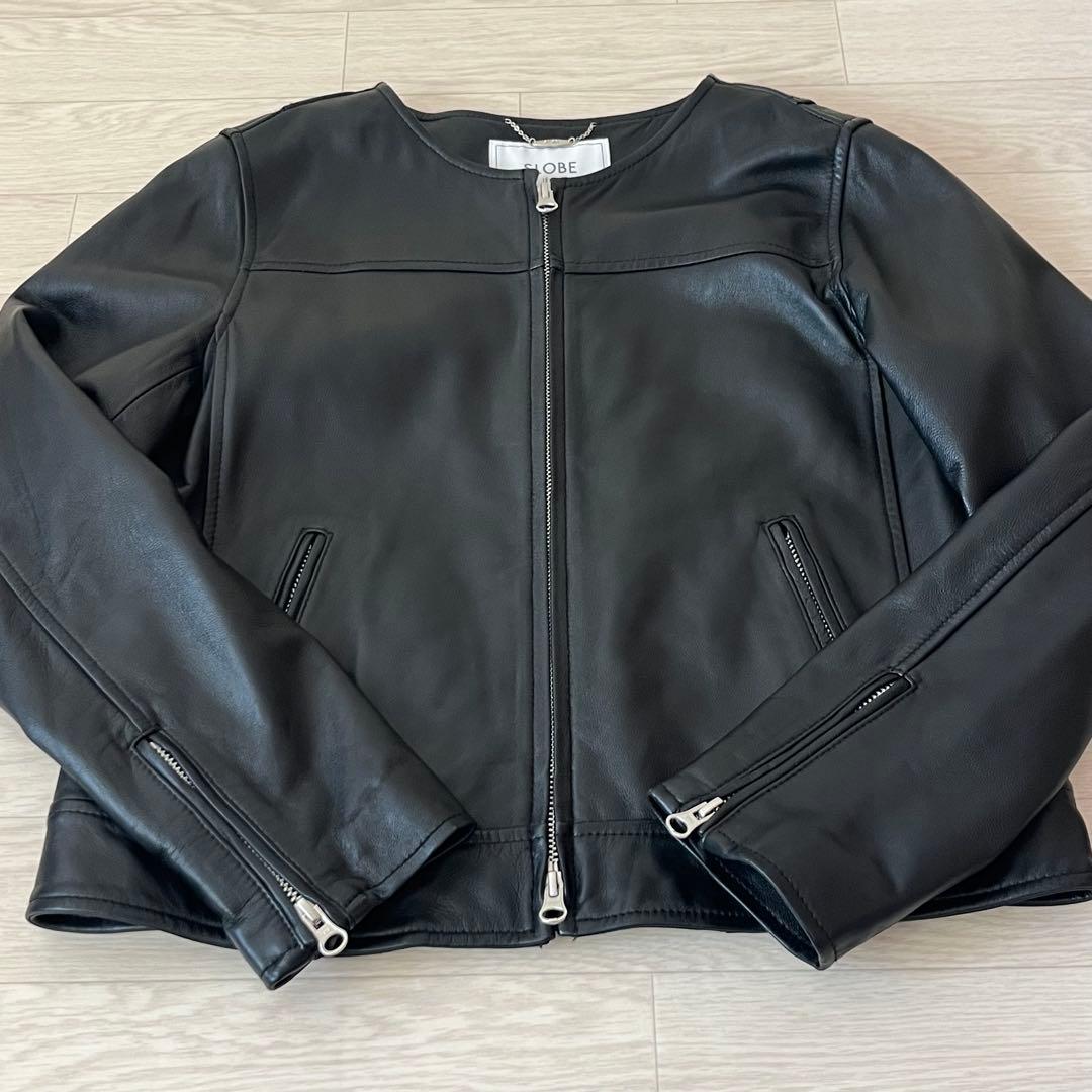 美品 SLOBE IENA ノーカラーライダースジャケット 羊革 サイズ38 冬