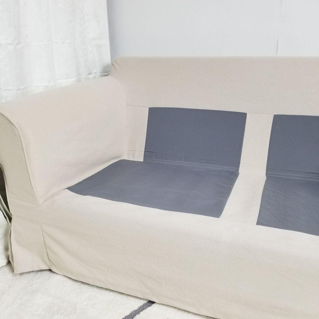 ベルベットカバー付き IKEA 2人掛けソファ エークトルプ ベージュ