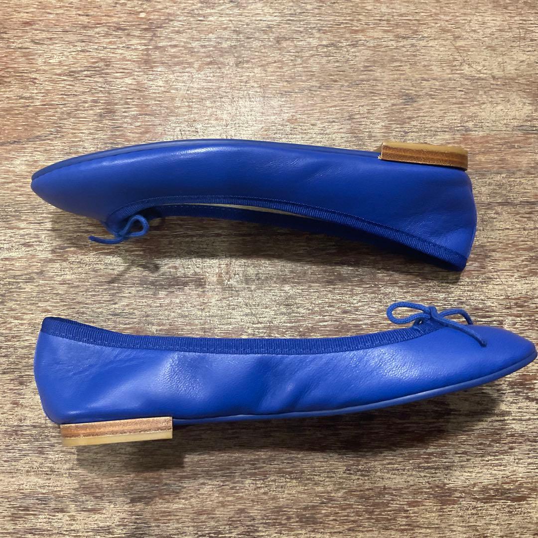極美品！レペット バレエシューズ リボン ペタ靴 フラットシューズ 35 青