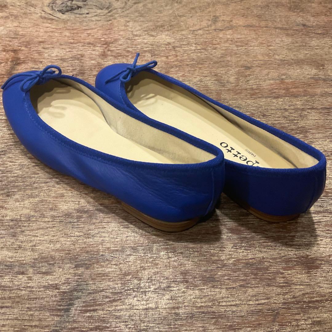 極美品！レペット バレエシューズ リボン ペタ靴 フラットシューズ 35 青