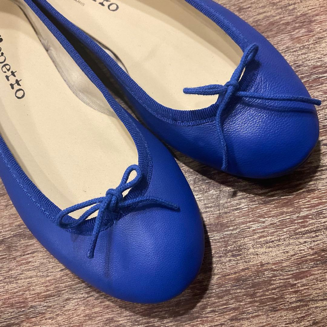 極美品！レペット バレエシューズ リボン ペタ靴 フラットシューズ 35 青