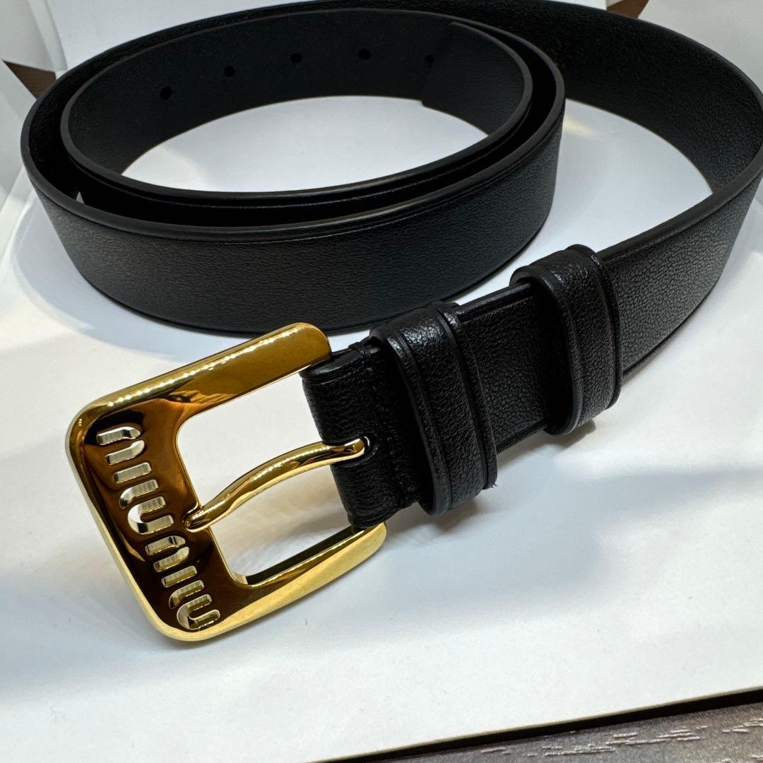 miu miu ナッパレザー ベルト ゴールドバックル 男女兼用